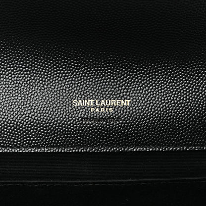 Saint Laurent Grain De Poudre Textured Mixed Matelasse Triquilt Monogram Clutch Black 6 of 10