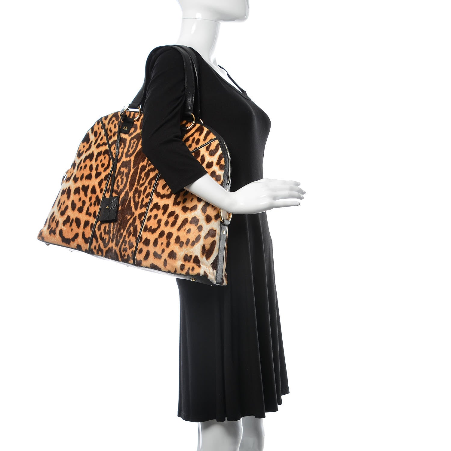Saint Laurent Calf Hair Printed Oversized Muse Leopard 2 of 9