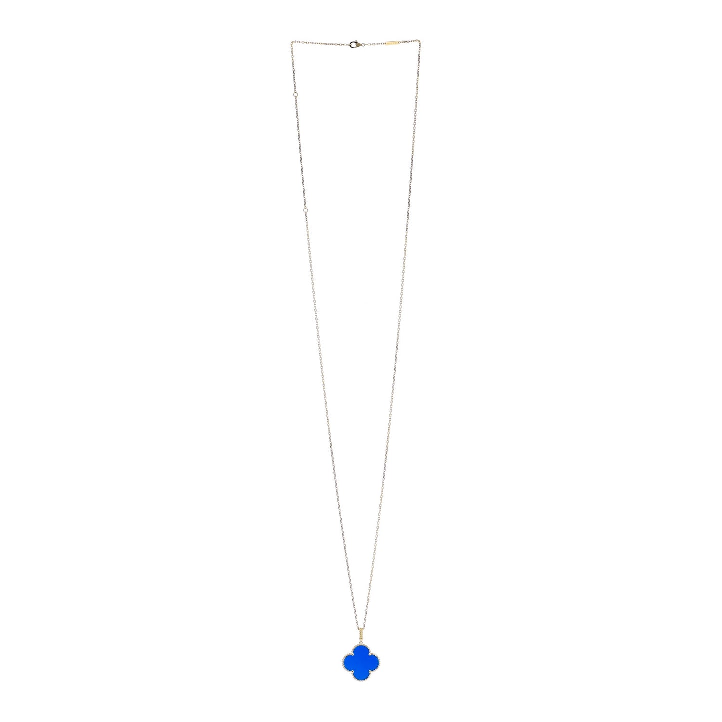 18K Yellow Gold Blue Agate Magic Alhambra Long Necklace