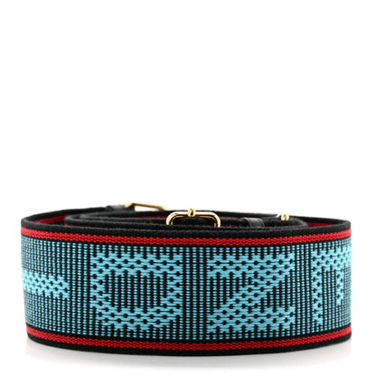 Fendi Cannete Ribbon Poly Vitello Century Logo Adjustable Strap You Blue Red 2 of 5
