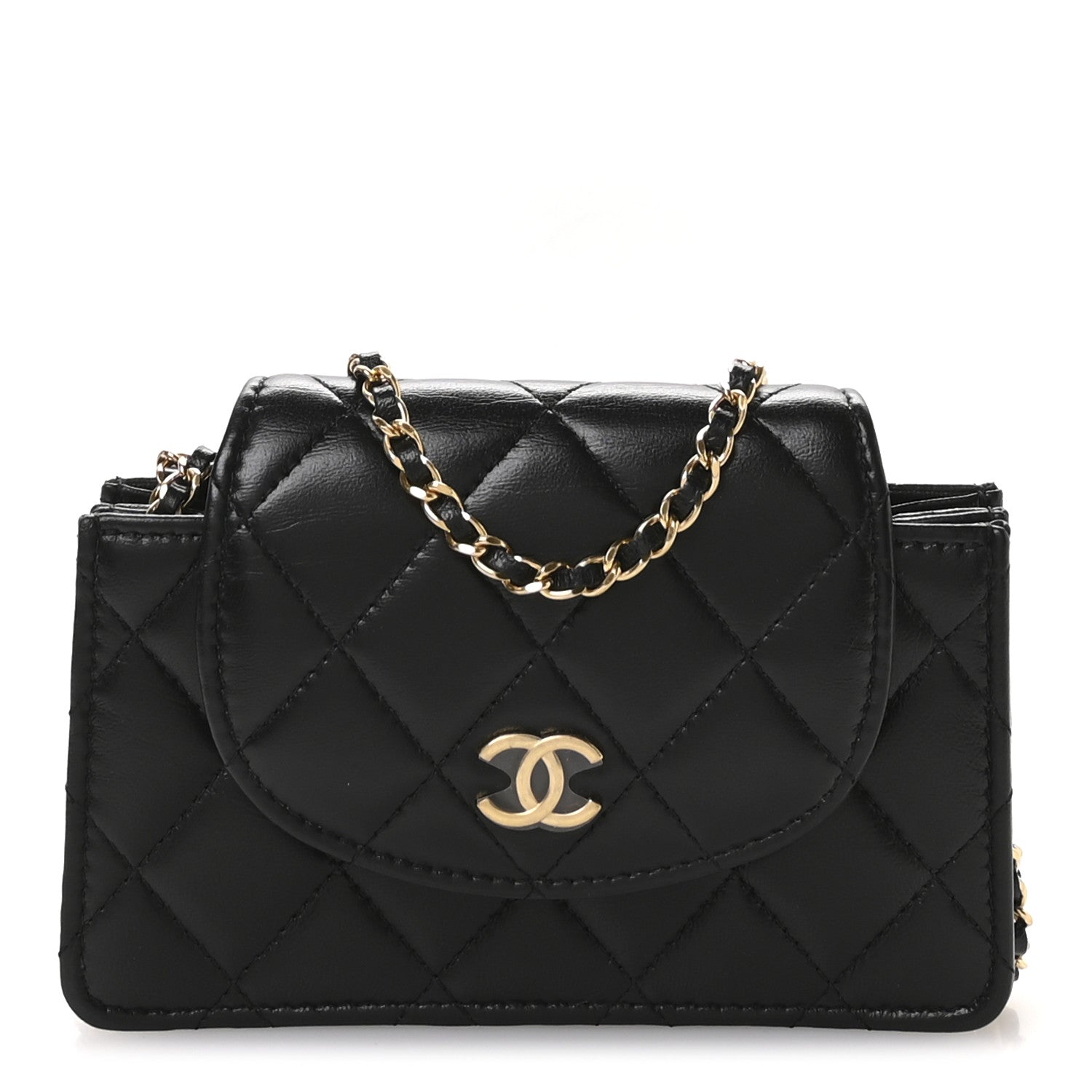 Chanel Lambskin Quilted Phone Holder Flap Black 1 of 10