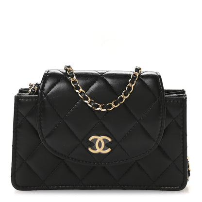 Chanel Lambskin Quilted Phone Holder Flap Black 1 of 10