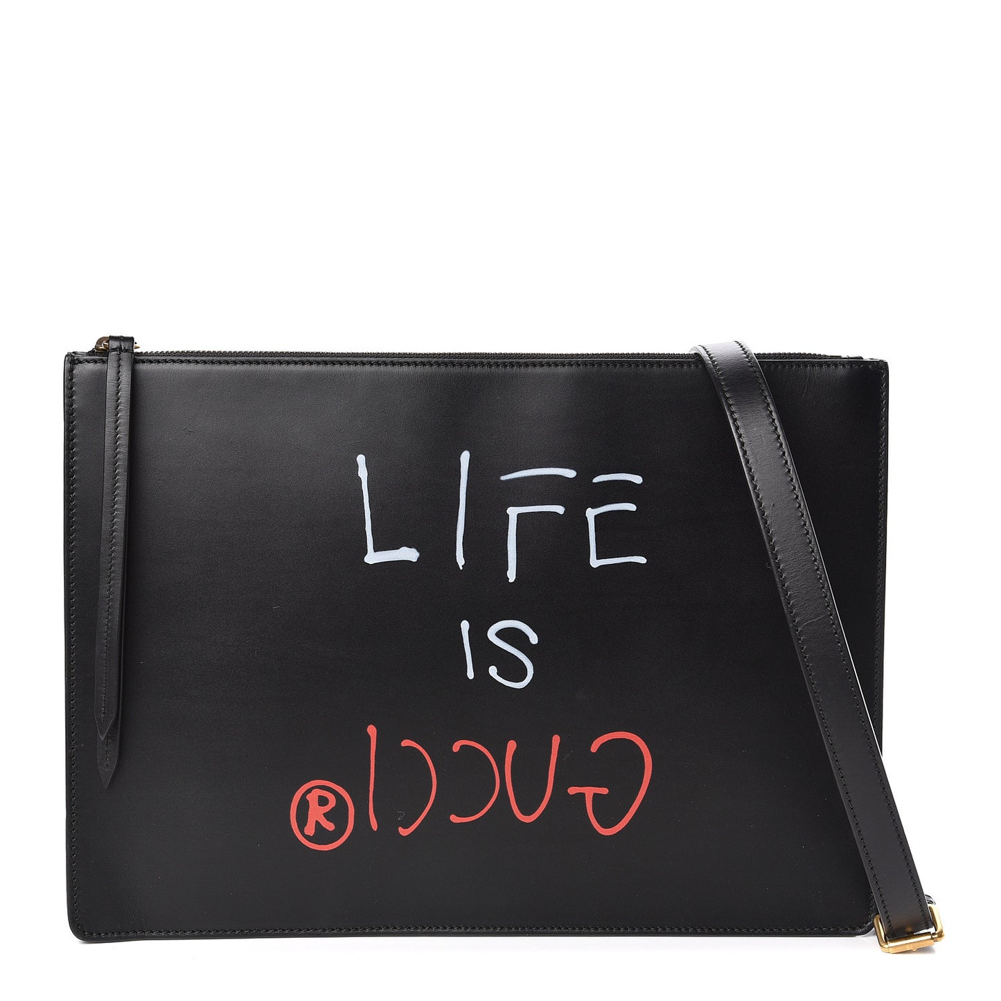 Calfskin is Life Print Messenger Bag Black