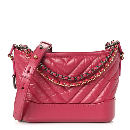 Chanel Aged Calfskin Chevron Quilted Small Gabrielle Hobo Dark Pink 1 of 10
