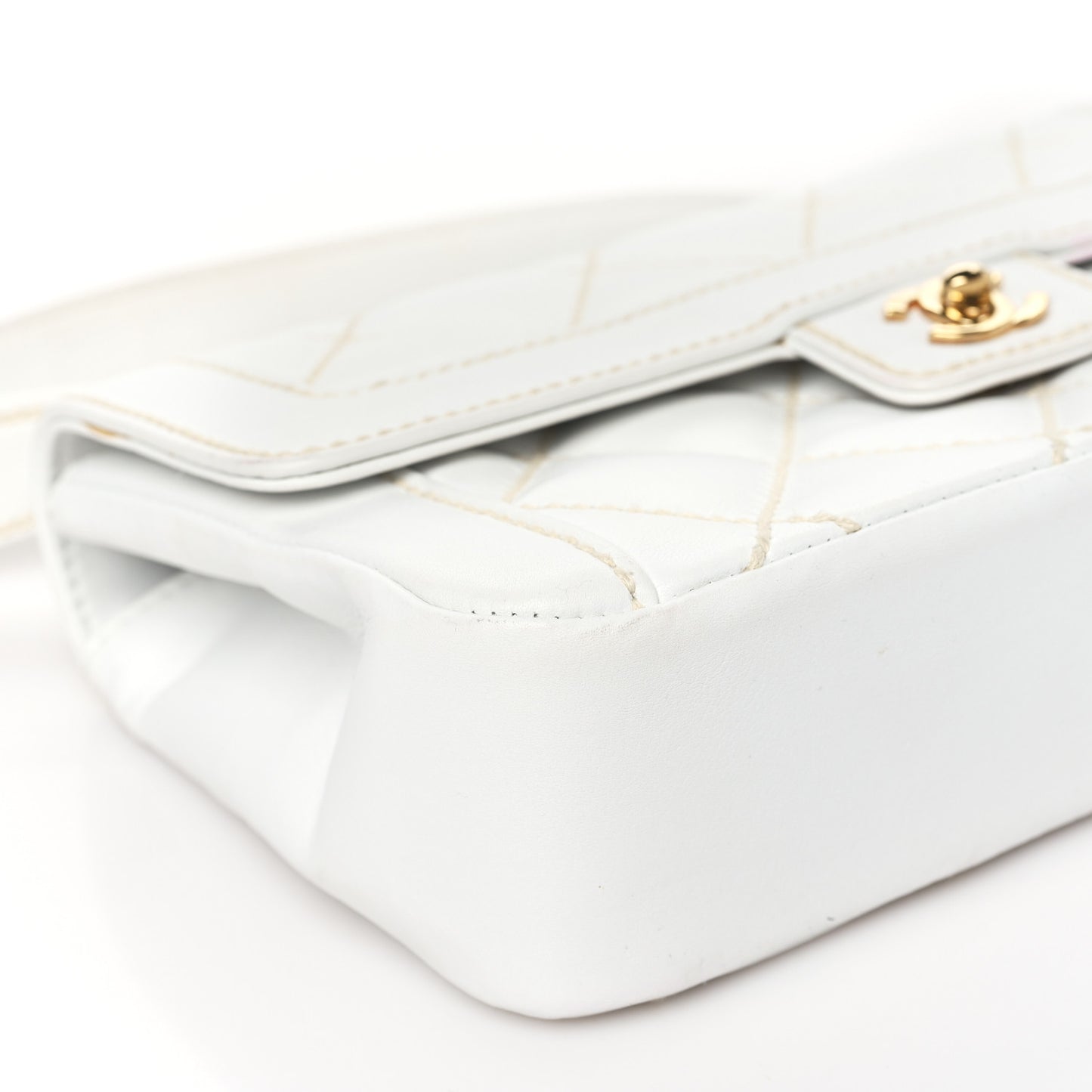 Calfskin Quilted Wild Stitch Flap White