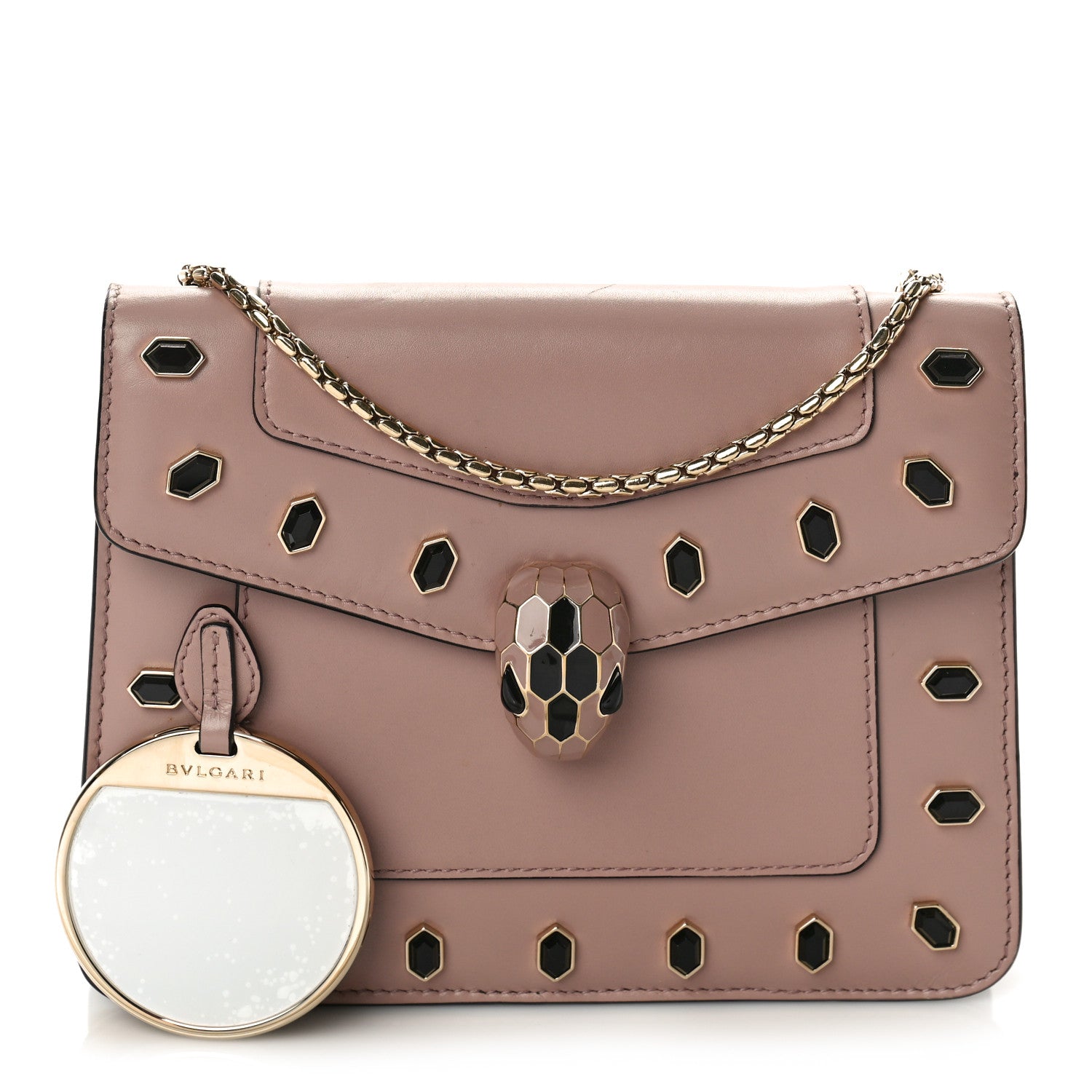 Bulgari Calfskin Scaglie Studs Serpenti Forever Crossbody Desert Quartz 1 of 7