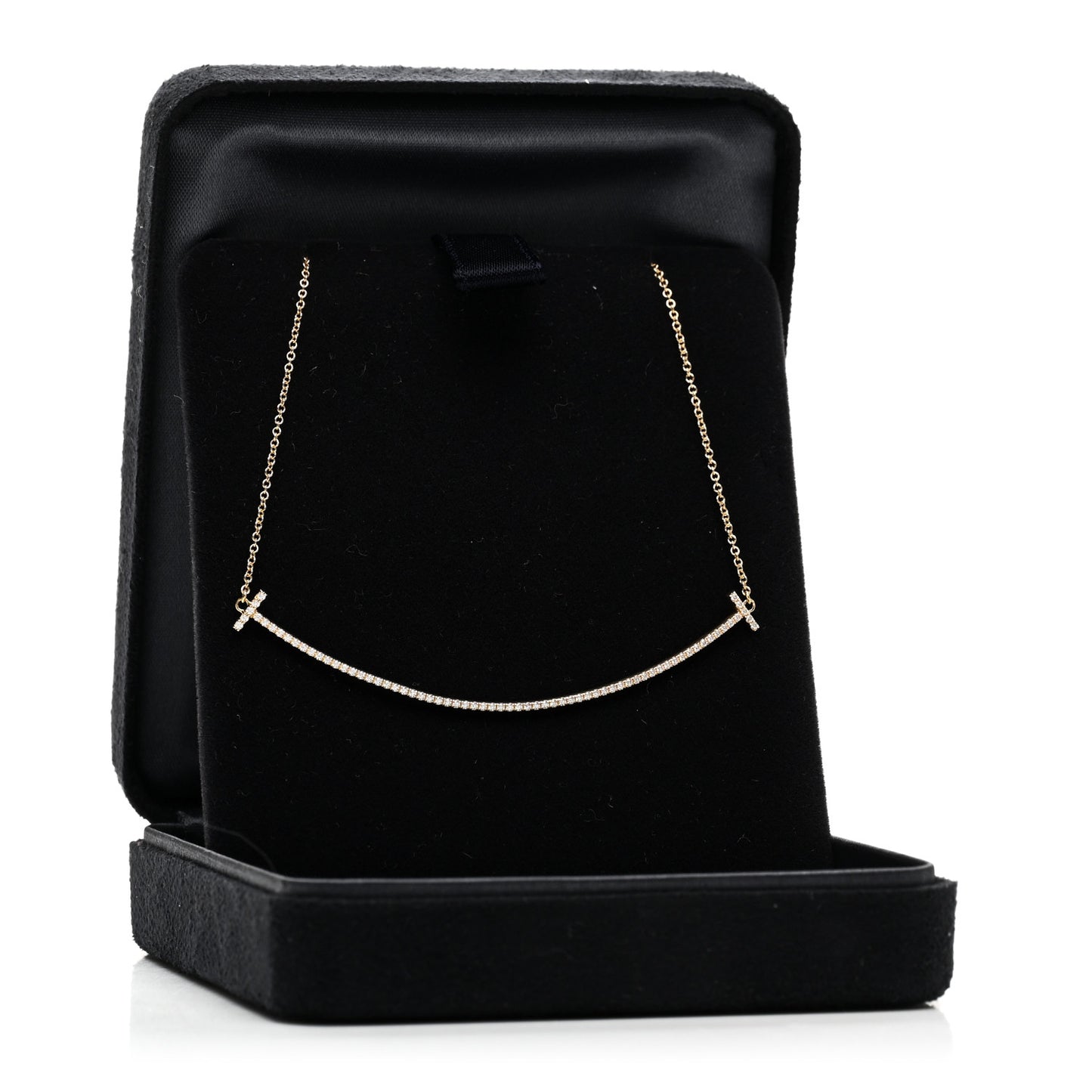 18K Yellow Gold Diamond Large T Smile Pendant Necklace