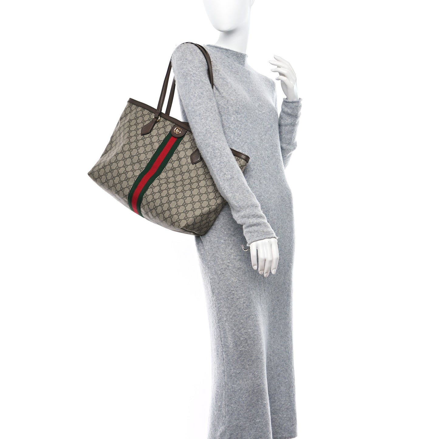 GG Supreme Monogram Medium Ophidia Shopping Tote Brown