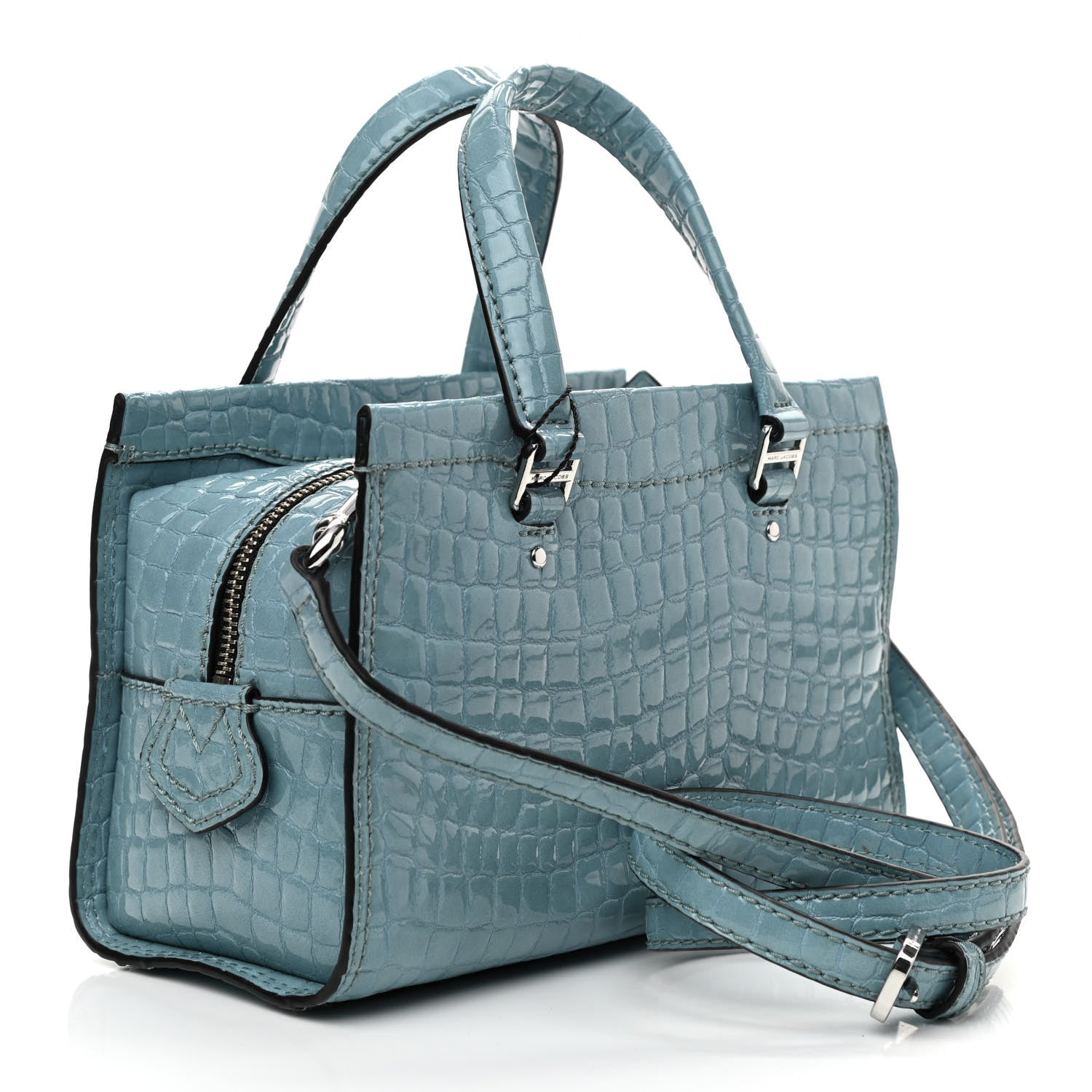 Marc Jacobs Calfskin Crocodile Embossed Stone Blue 3 of 9