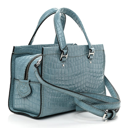Marc Jacobs Calfskin Crocodile Embossed Stone Blue 3 of 9
