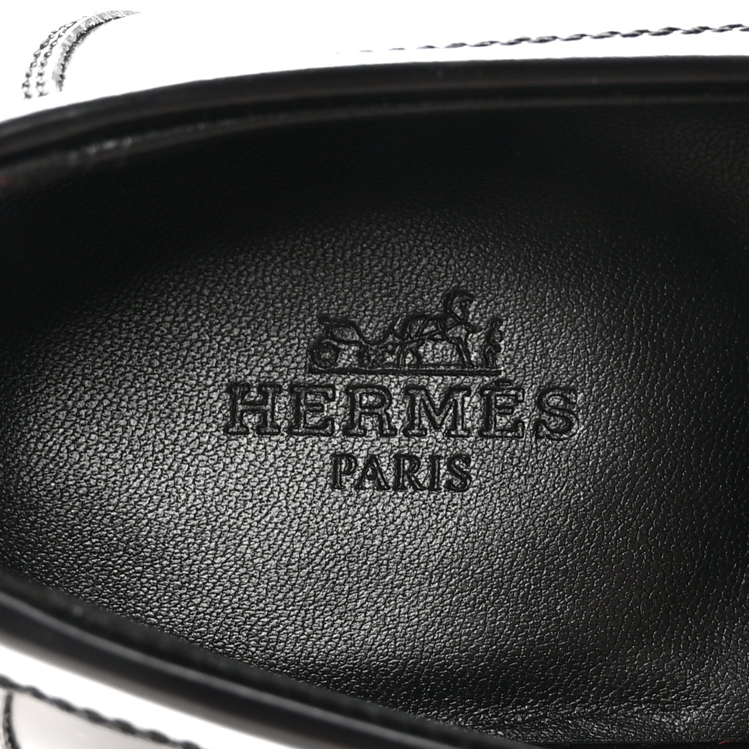 Hermes Glazed Calfskin Medor Studded Fringe Womens Destin Loafer 35 Black 8 of 10