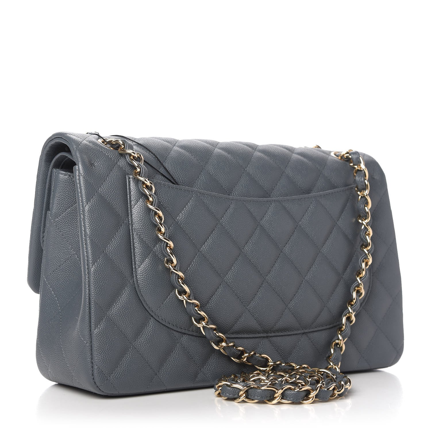 Chanel Caviar Quilted Jumbo Double Flap Dark Grey 3 of 10