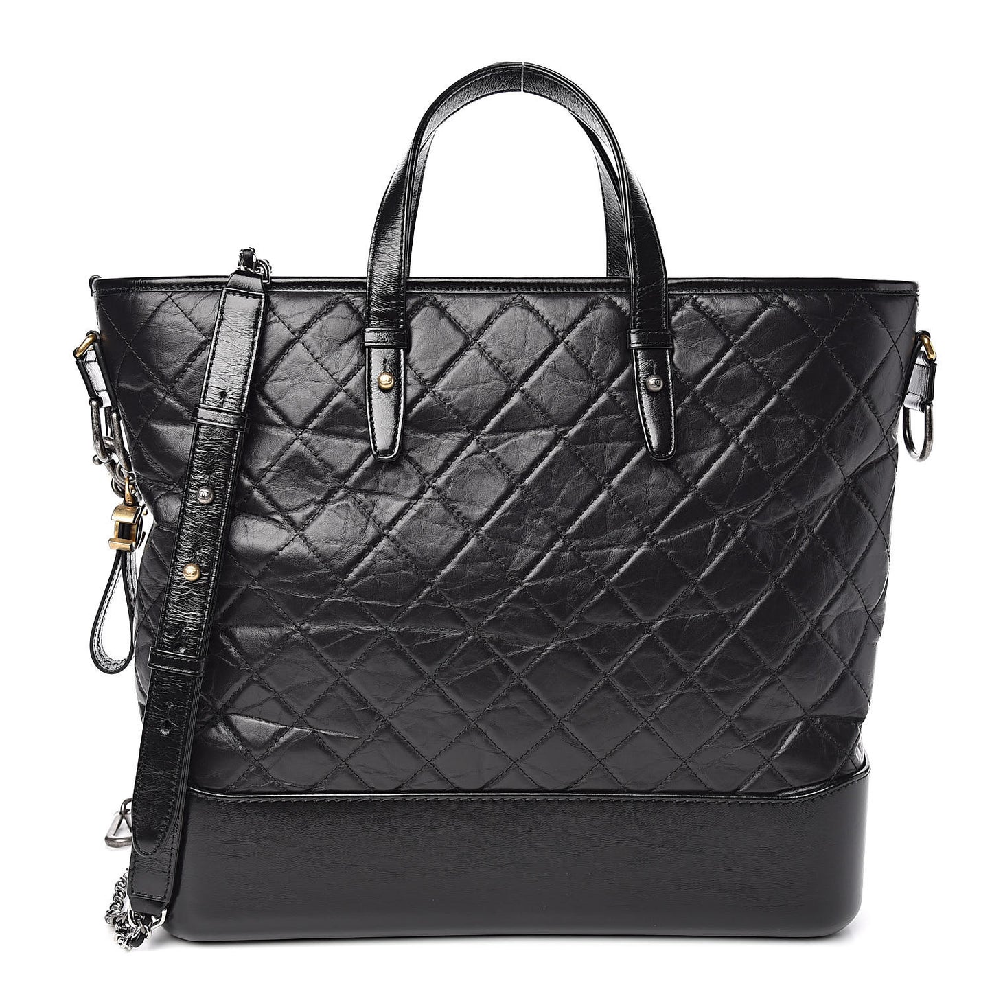 Calfskin Quilted Large Gabrielle Shopping Tote Black