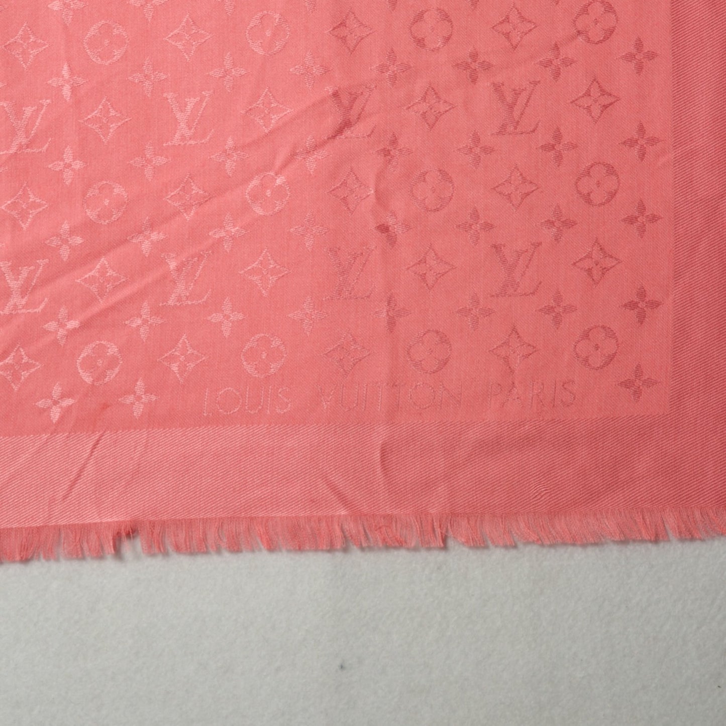 Silk Wool Monogram Shawl Corail
