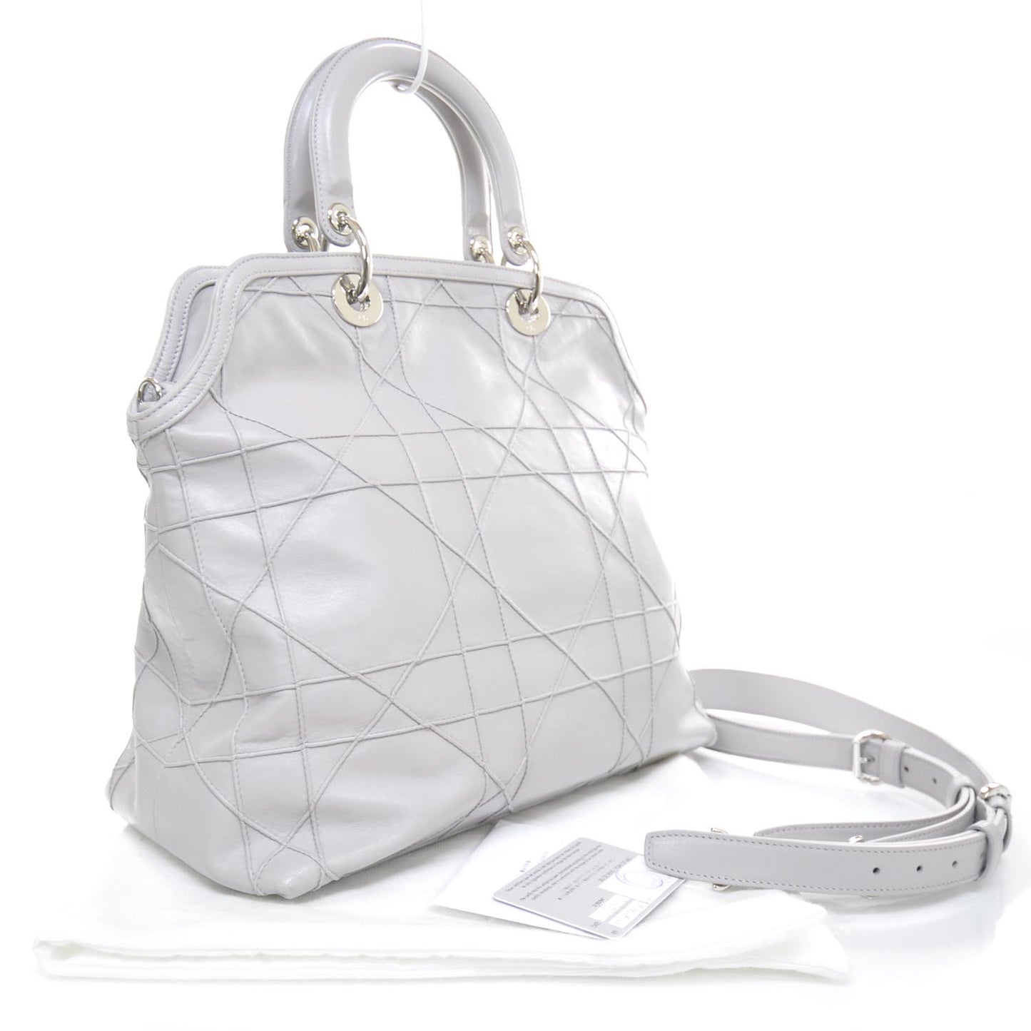 Lambskin Cannage Medium Granville Tote Grey