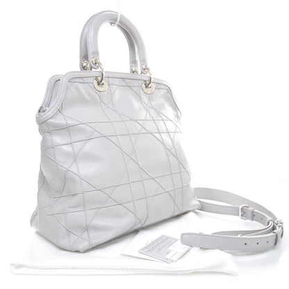 Christian Dior Lambskin Cannage Medium Granville Tote Grey 2 of 10