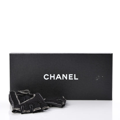 Chanel Lambskin Crochet Chain CC Fingerless Gloves 7 Black 7 of 7