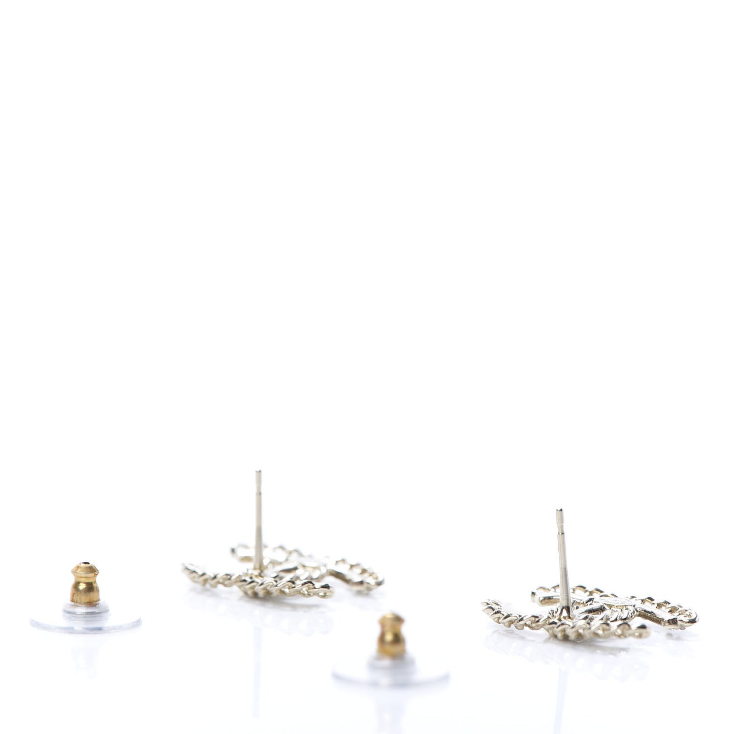 Crystal Chain CC Earrings Gold
