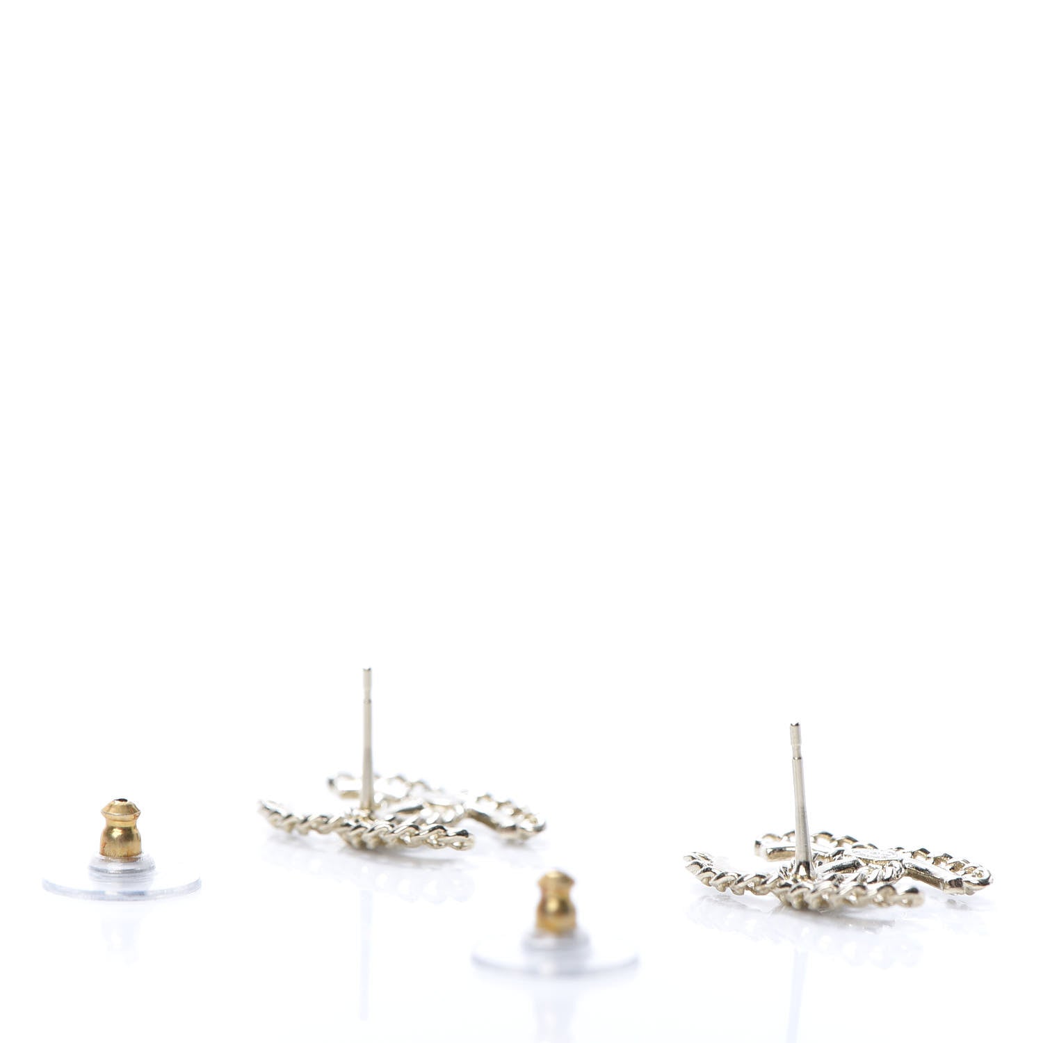 Chanel Crystal Chain CC Earrings Gold 3 of 4
