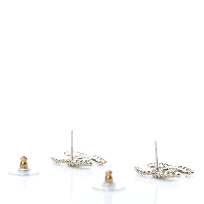 Chanel Crystal Chain CC Earrings Gold 3 of 4