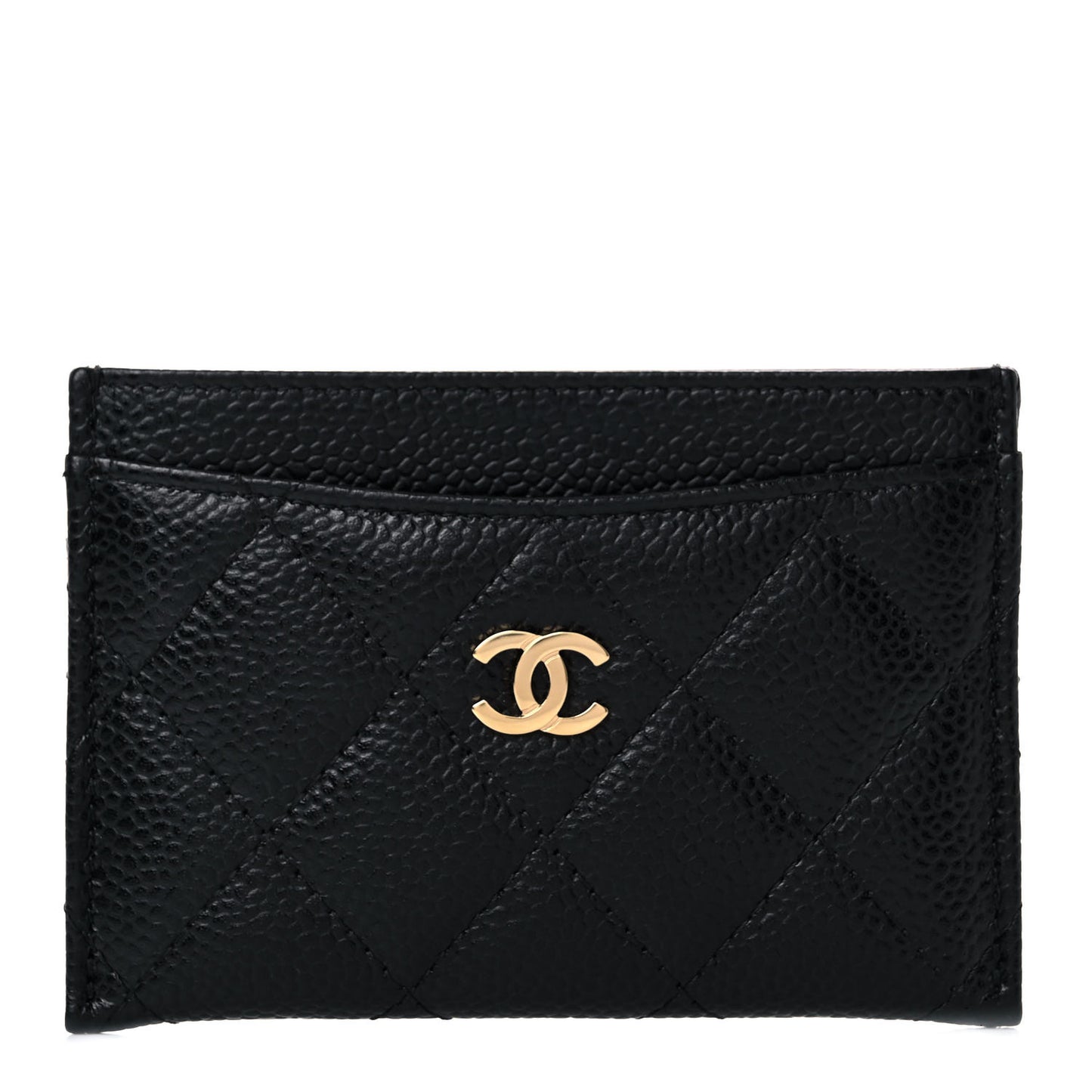 Caviar Quilted Card Holder Black