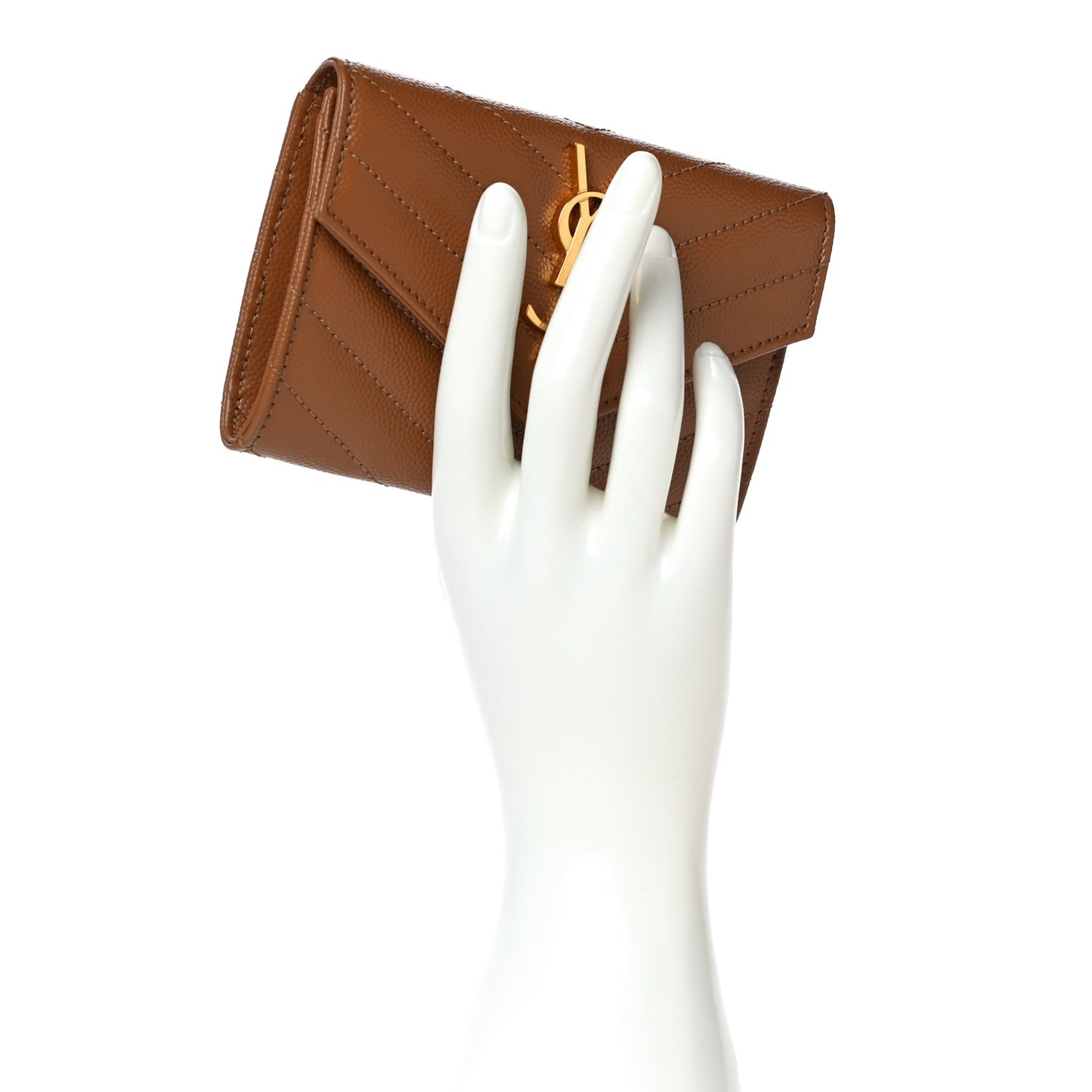 Grain De Poudre Matelasse Chevron Small Monogram Envelope Wallet Natural Dark