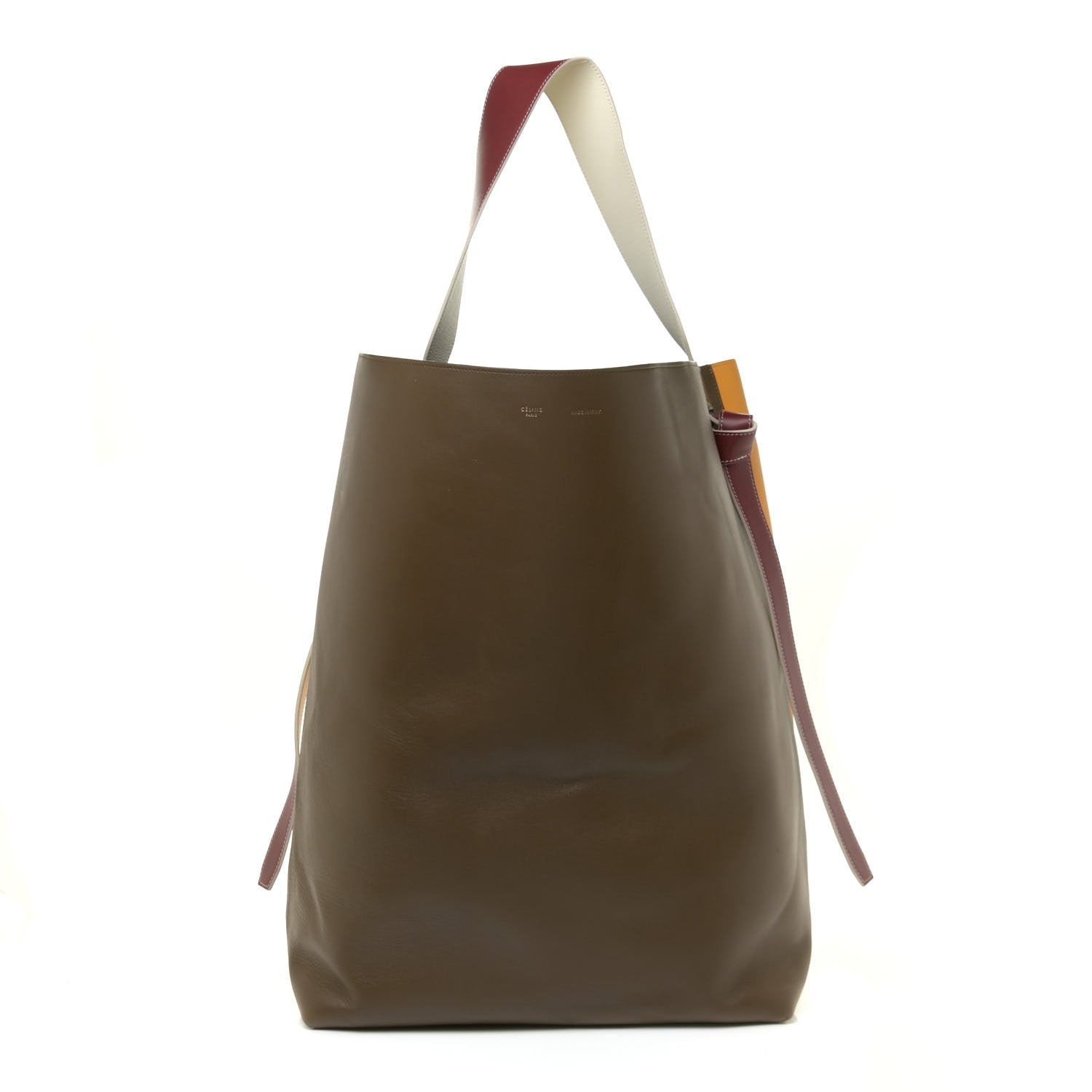 Celine Shiny Smooth Calfskin Twisted Cabas Yellow Khaki 1 of 19