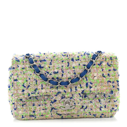 Chanel Tweed Quilted Mini Rectangular Flap Blue White Green 1 of 10