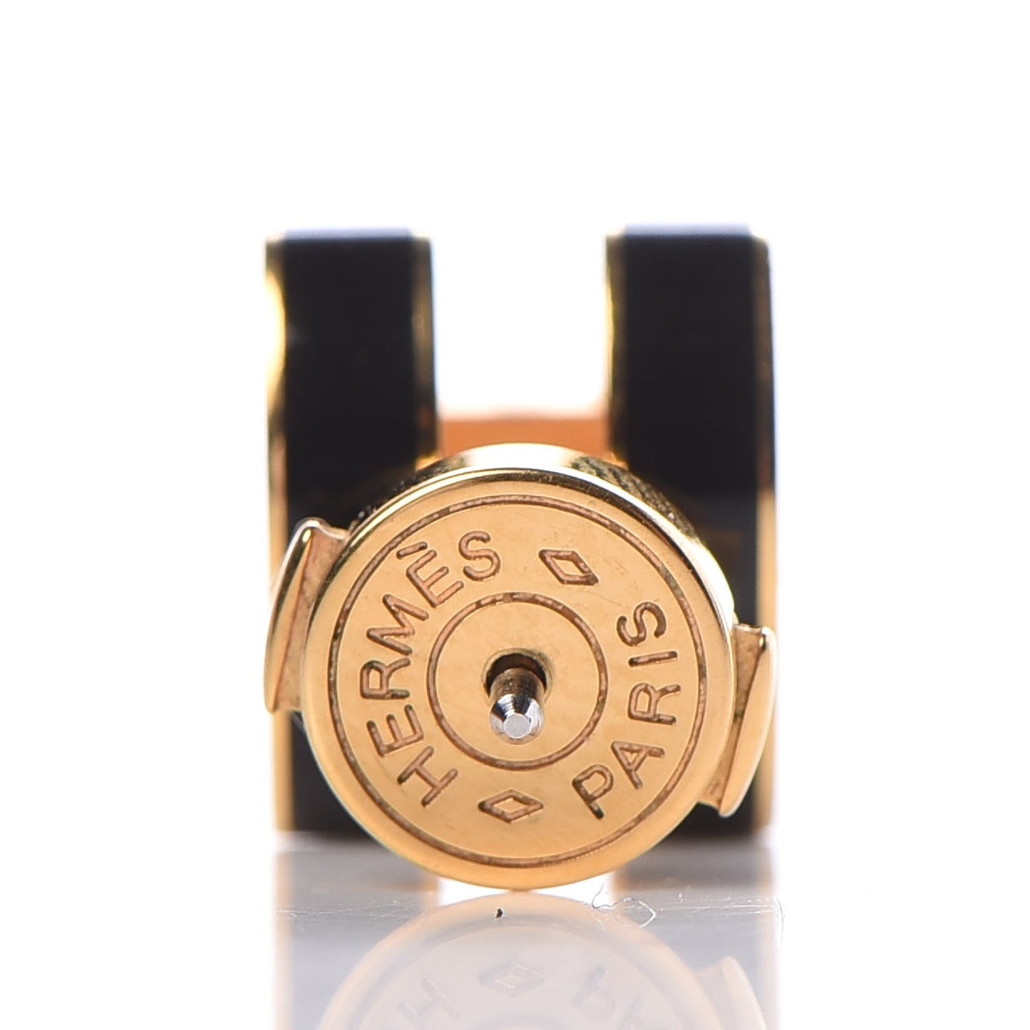 Gold Lacquered Pop H Earrings Black