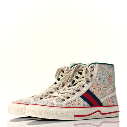 Gucci X LIBERTY OF LONDON Canvas Web Tracy Print Womens 1977 Tennis High Top Sneakers 37.5 Mint Peach Mystic White 3 of 7