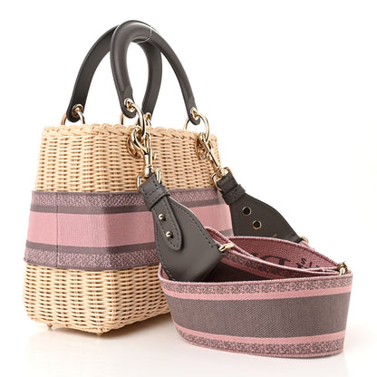 Christian Dior Wicker Oblique Medium Lady Dior Bag Pink Grey 3 of 11