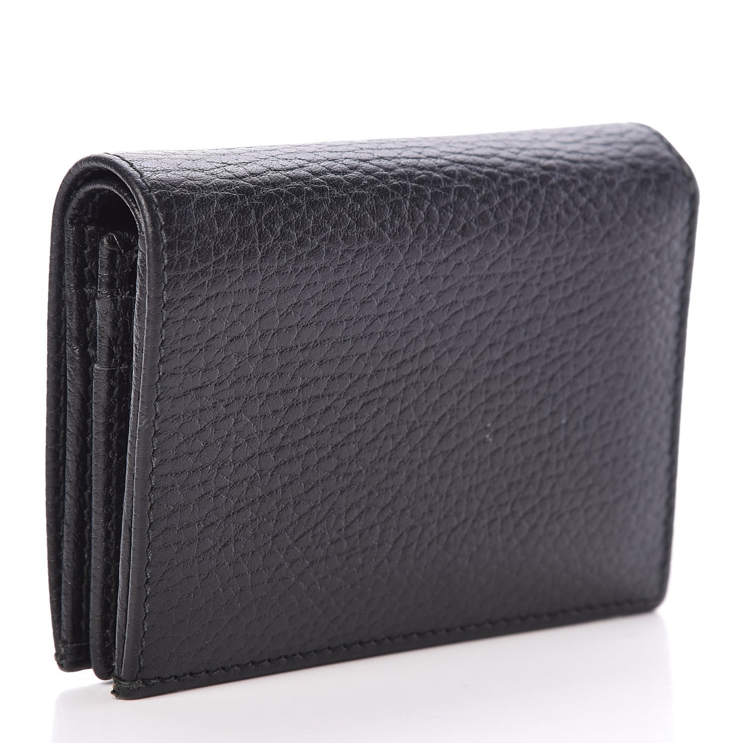 Pebbled Calfskin GG Marmont Card Case Black