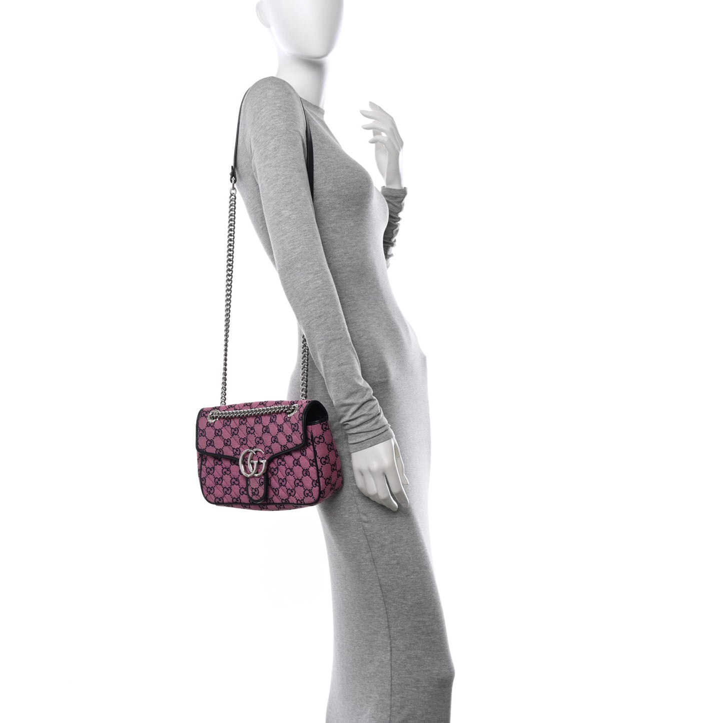 Monogram Multicolor Matelasse Diagonal Small GG Marmont Shoulder Bag Pink Blue