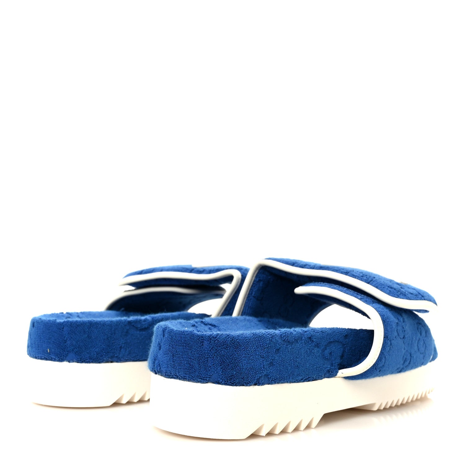 Gucci X ADIDAS Terry Cloth GG Monogram Mens Platform Sandals 11 Oriental Blue Mystic White 5 of 10