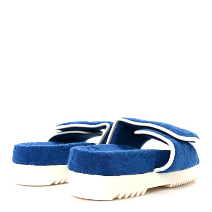 Gucci X ADIDAS Terry Cloth GG Monogram Mens Platform Sandals 11 Oriental Blue Mystic White 5 of 10
