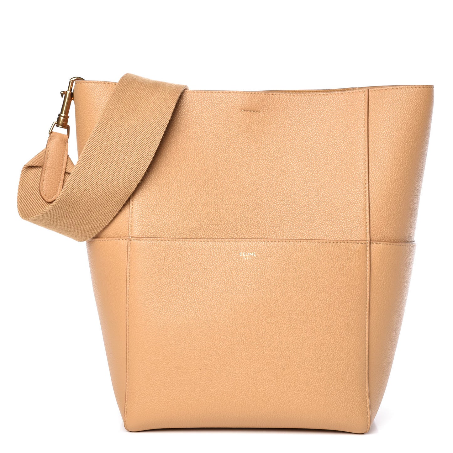 Soft Grained Calfskin Sangle Bucket Bag Cumin