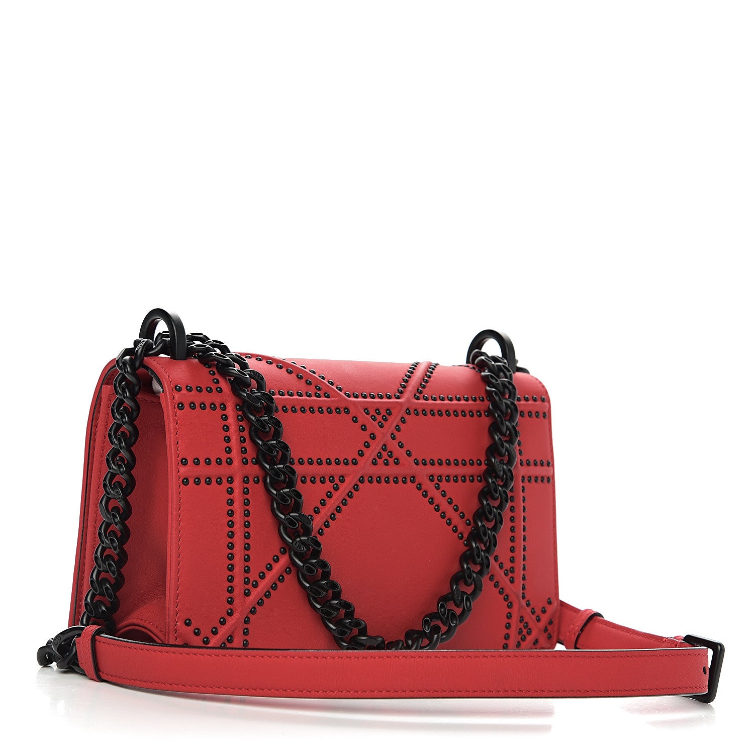 Christian Dior Ultra Matte Calfskin Studded Small Diorama Flap Bag Red Black 2 of 8