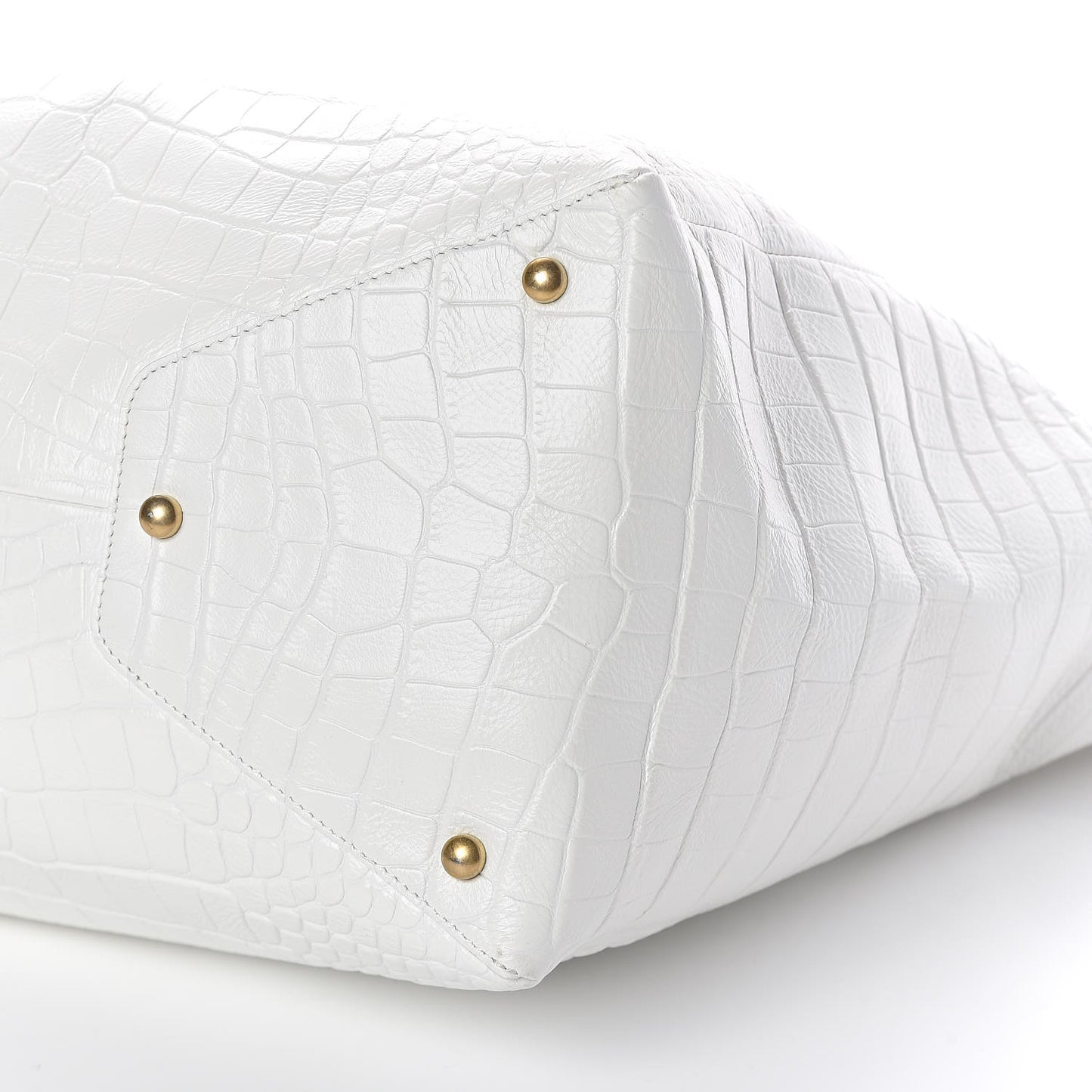 Calfskin Crocodile Embossed Large Cocodile Shopping Tote White