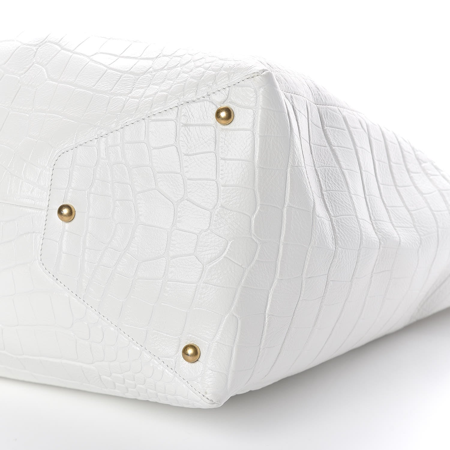 Chanel Calfskin Crocodile Embossed Large Cocodile Shopping Tote White 10 of 11