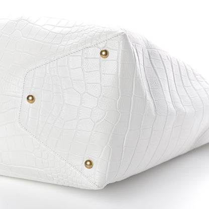 Chanel Calfskin Crocodile Embossed Large Cocodile Shopping Tote White 10 of 11