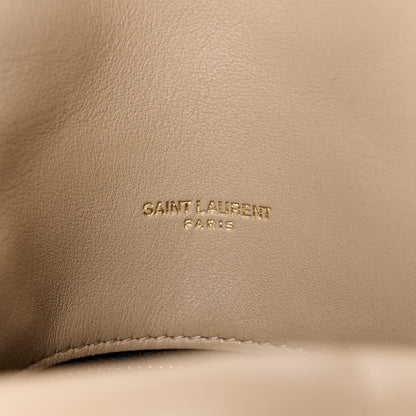Saint Laurent Lambskin Quilted Small Loulou Puffer Monogram Chain Satchel Dark Beige 6 of 11