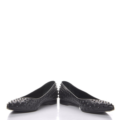 Saint Laurent Calfskin Studded Paris Ballerina Flats 37 Black 6 of 10