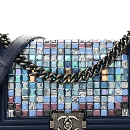 Chanel Lambskin Tile Medium Mosaic Boy Flap Navy Multicolor 8 of 12