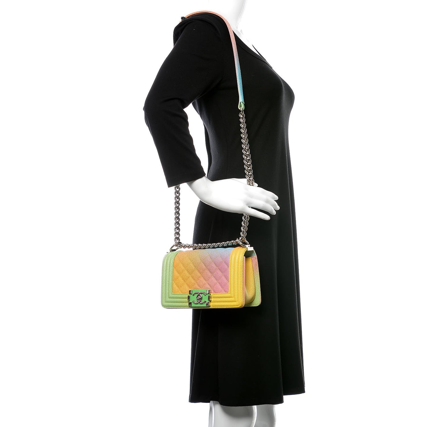 Caviar Quilted Small Cuba Rainbow Boy Flap Multicolor