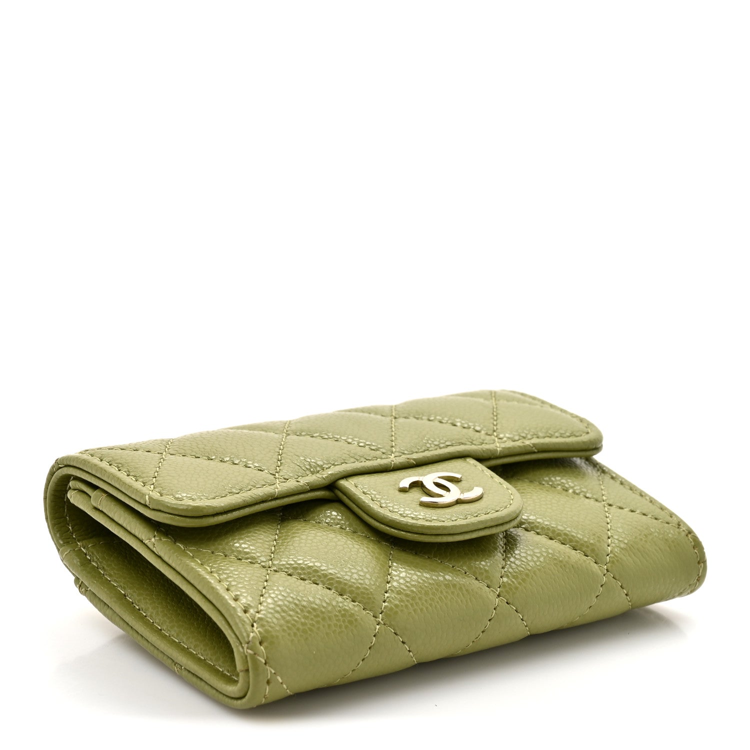 Chanel Caviar Quilted Flap Card Holder Wallet Khaki 4 of 8