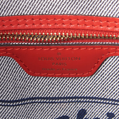 Louis Vuitton Denim Damier Monogram Patchwork Neverfull Blue Rouge 8 of 9