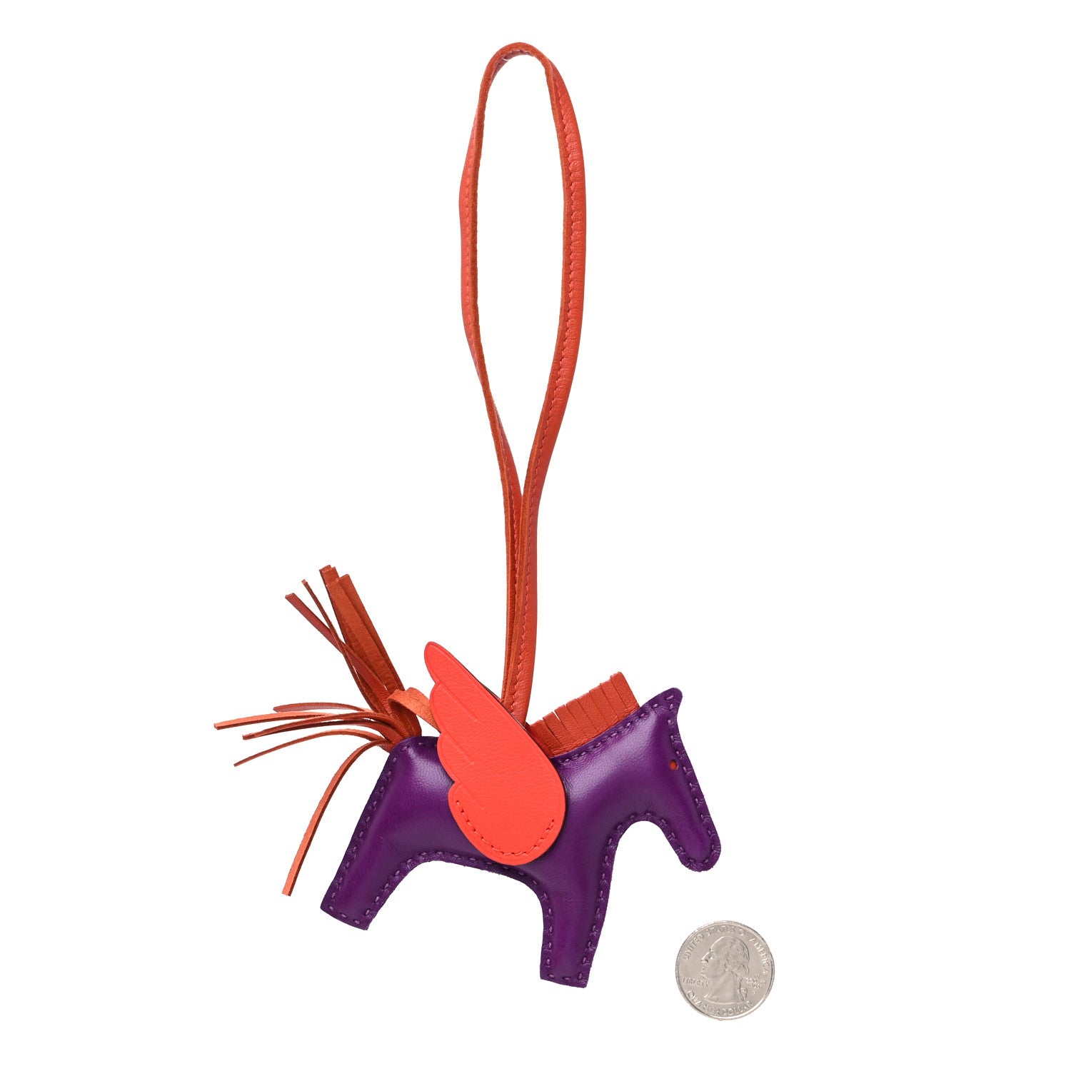 Hermes Milo Lambskin Grigri Rodeo Pegase Horse Bag Charm PM Violet Cornaline Capucine 2 of 6