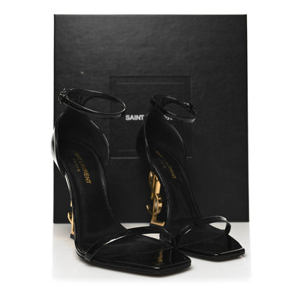 Saint Laurent Patent Calfskin Opyum 110 Sandals 37.5 Black Gold 9 of 9
