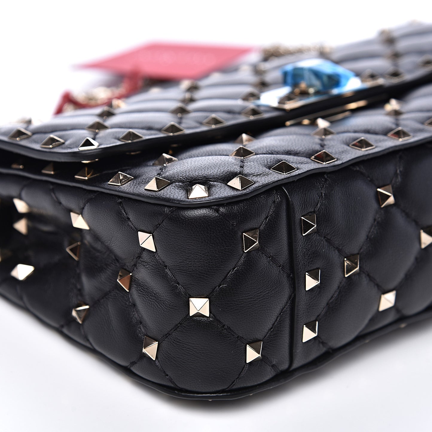 Lambskin Small Rockstud Spike Shoulder Bag Black