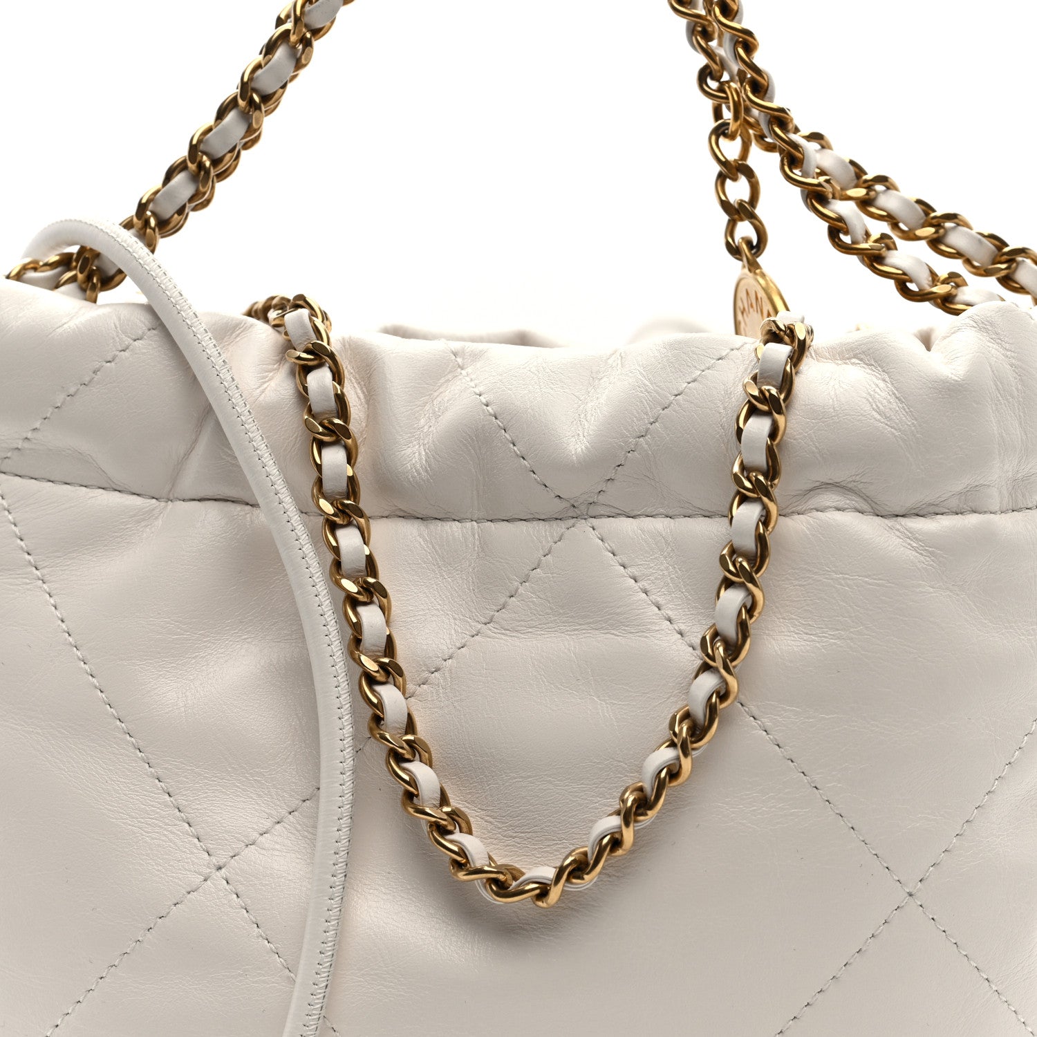 Chanel Shiny Calfskin Quilted Mini Chanel 22 White Black 1880988